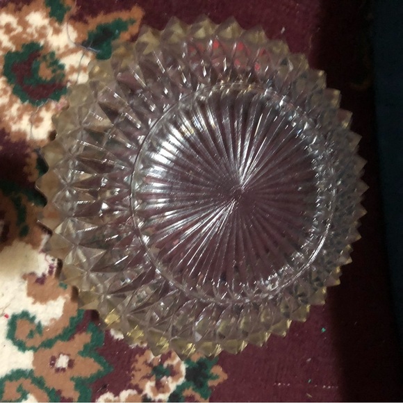 Elegant vintage 1970s  Glass cut Bowl with silver rim. Salad, fruit salad, jello - Picture 4 of 5